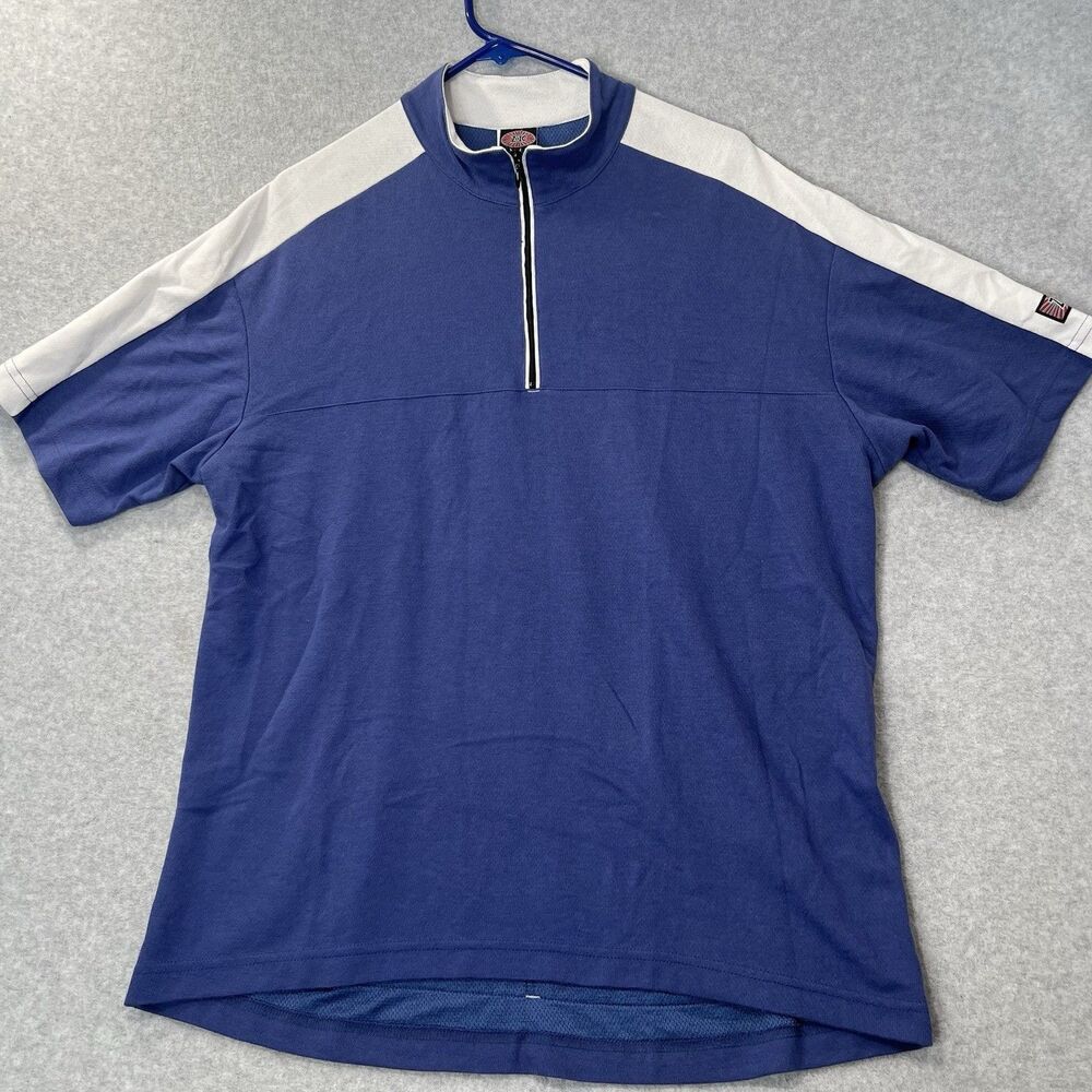 Zoic Size XL Blue knit Short Sleeve jersey 1/4 Zip mountain bike mtb